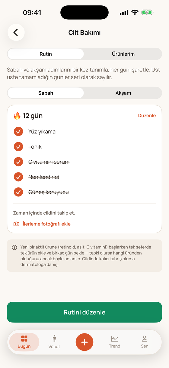 Cilt bakım rutini