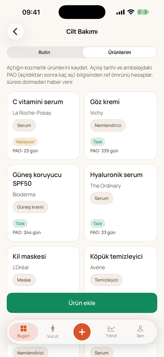 Ürünler ve raf ömrü