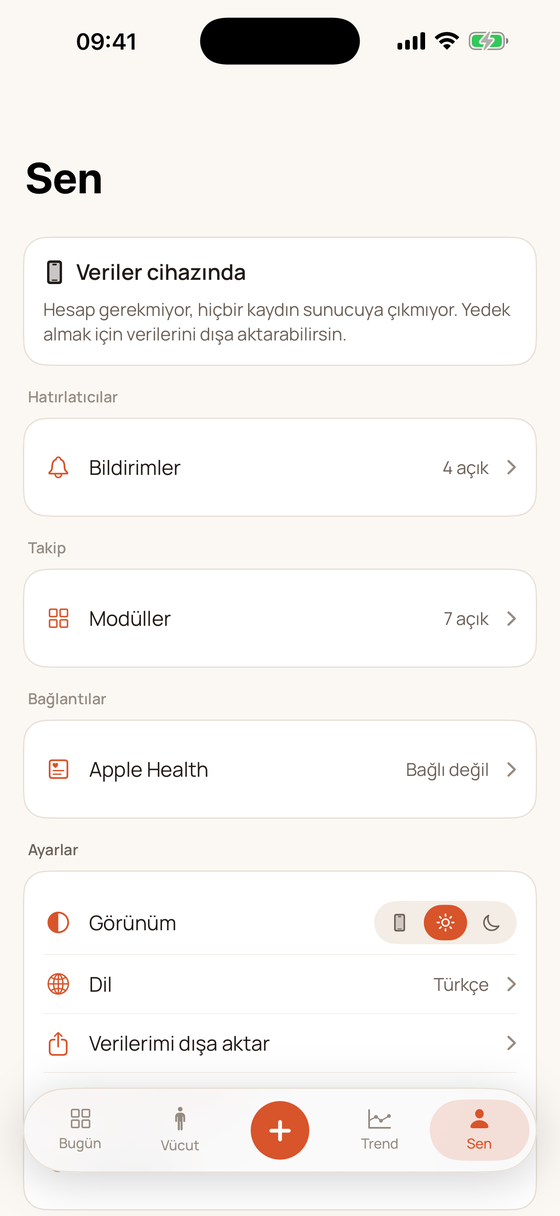 Profil ve gizlilik ayarları