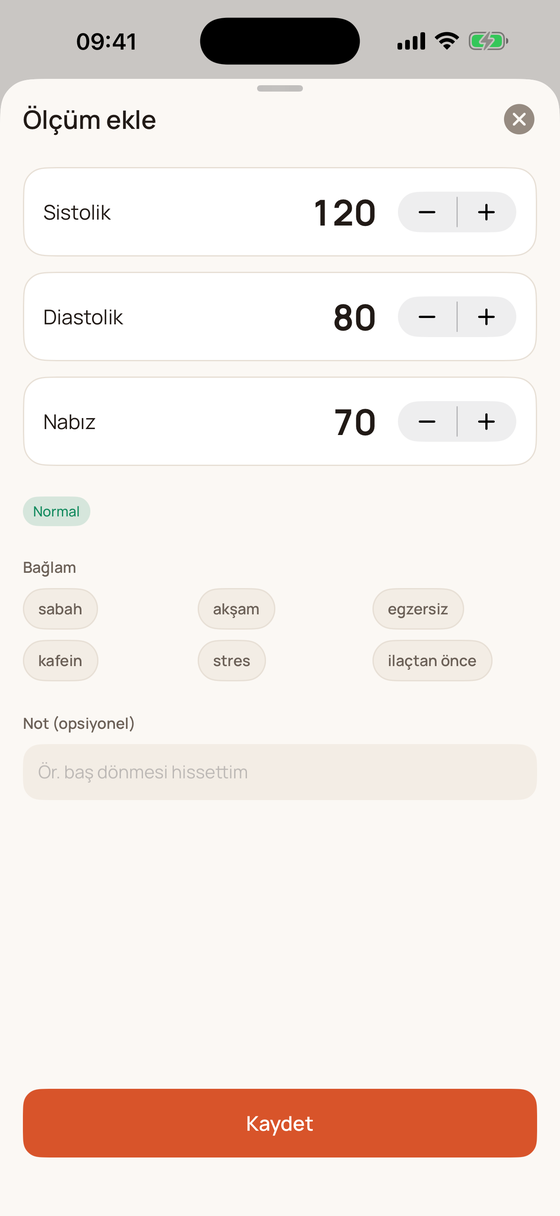Ölçüm ekleme ekranı