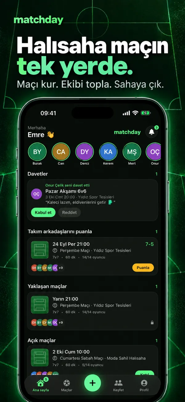 Halısaha maçın tek yerde