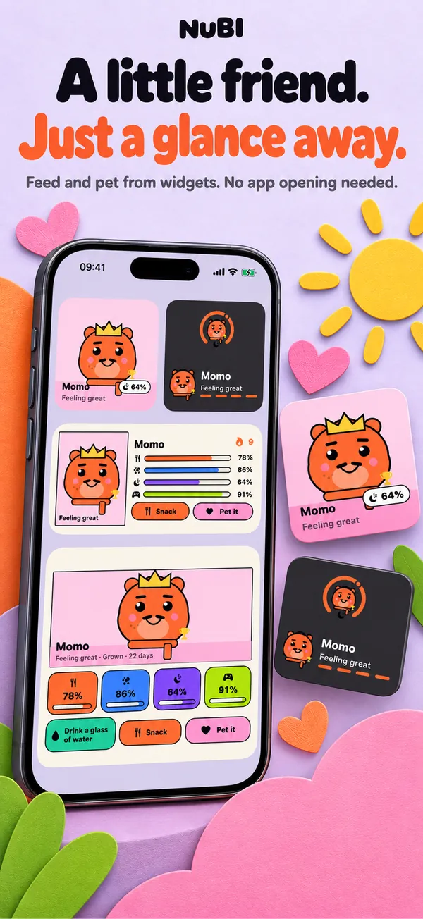Feed and pet it from a widget