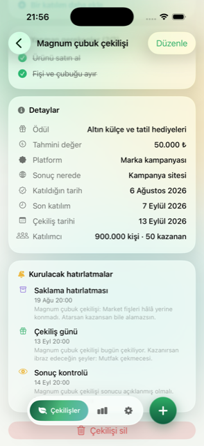 Kurulacak hatırlatmalar