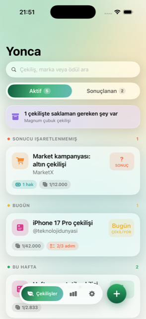 Yonca çekiliş listesi